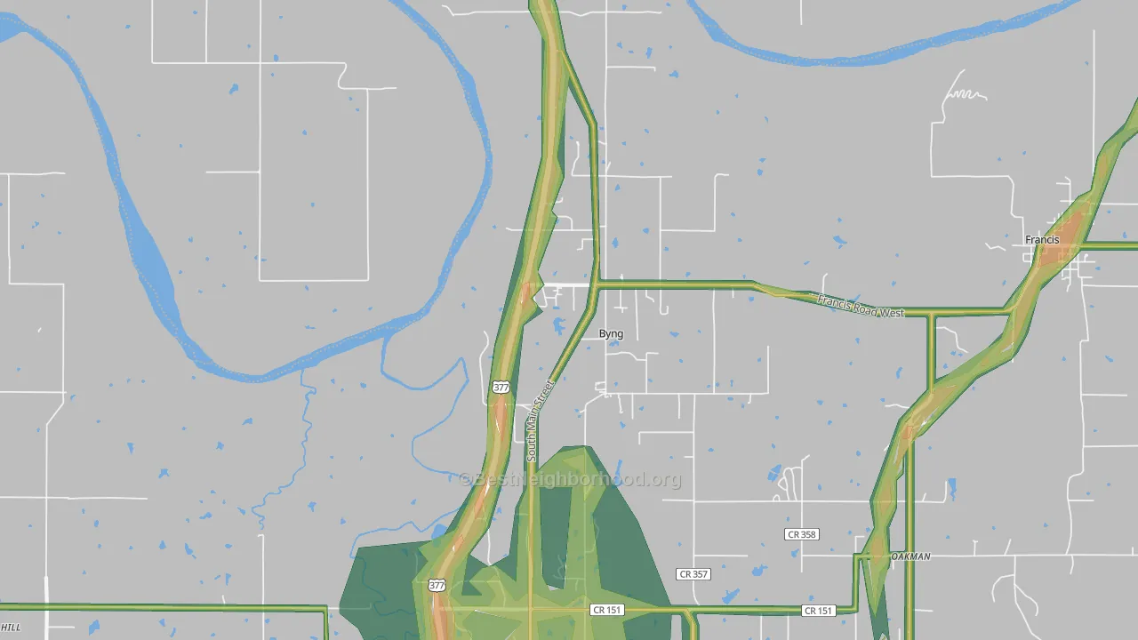 Byng, OK Map of Noise Levels in Byng