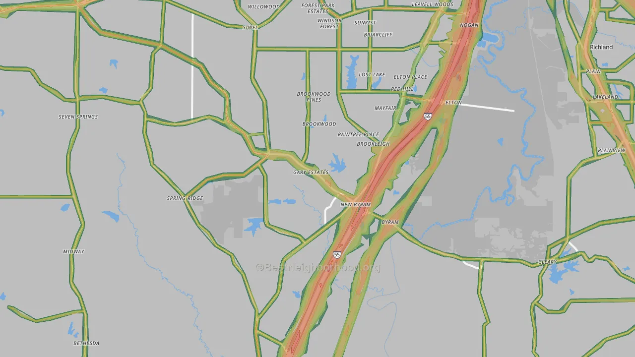 Byram, MS Map of Noise Levels in Byram