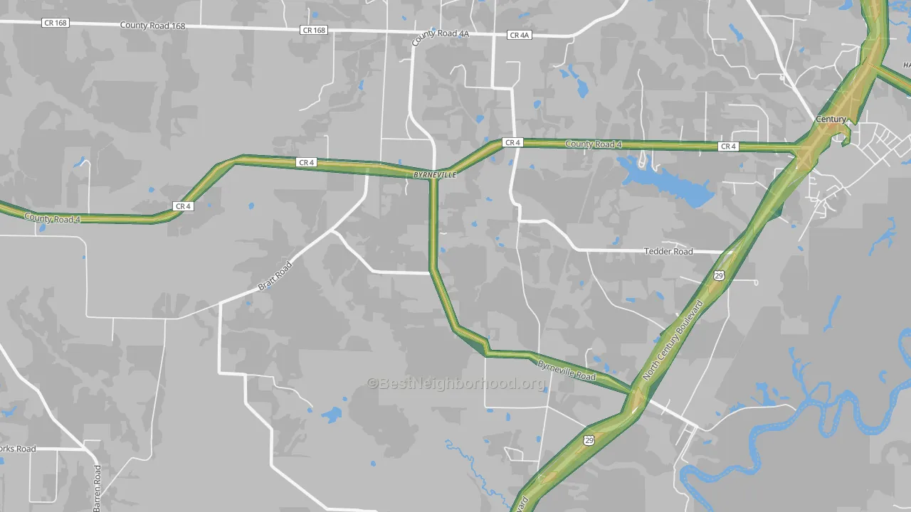 Byrneville, FL Map of Noise Levels in Byrneville