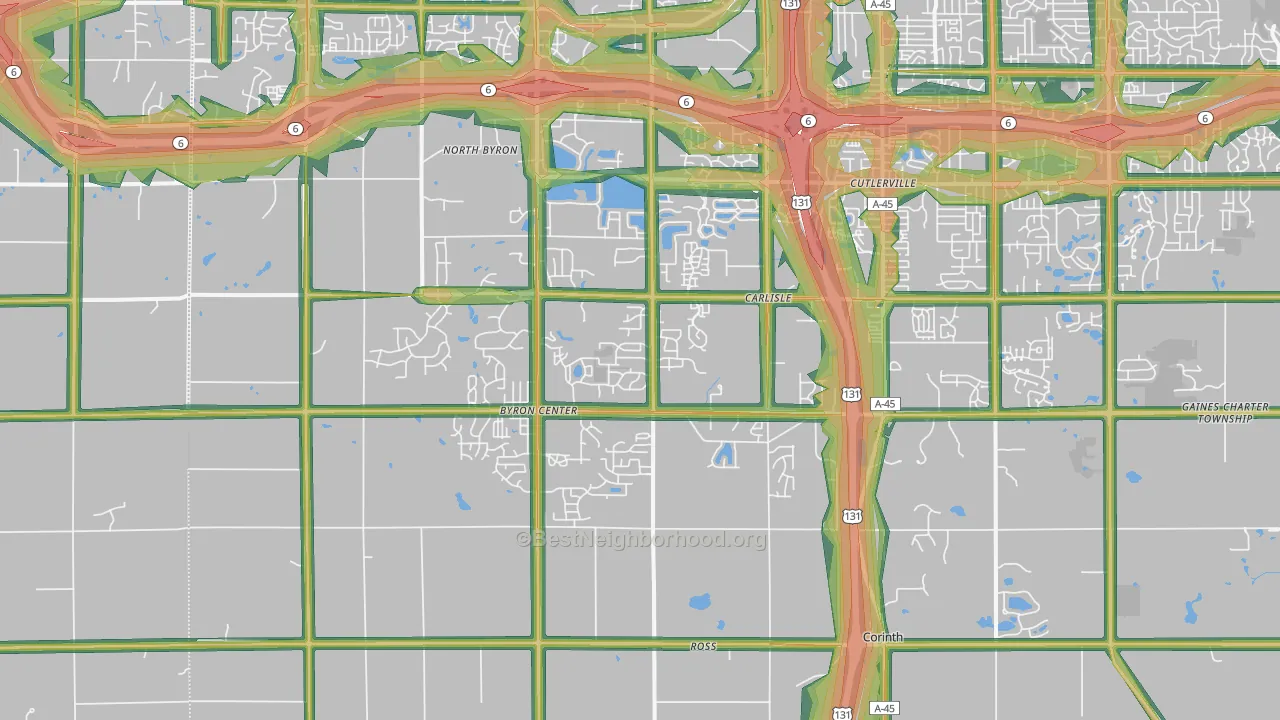 Byron Center, MI Map of Noise Levels in Byron Center