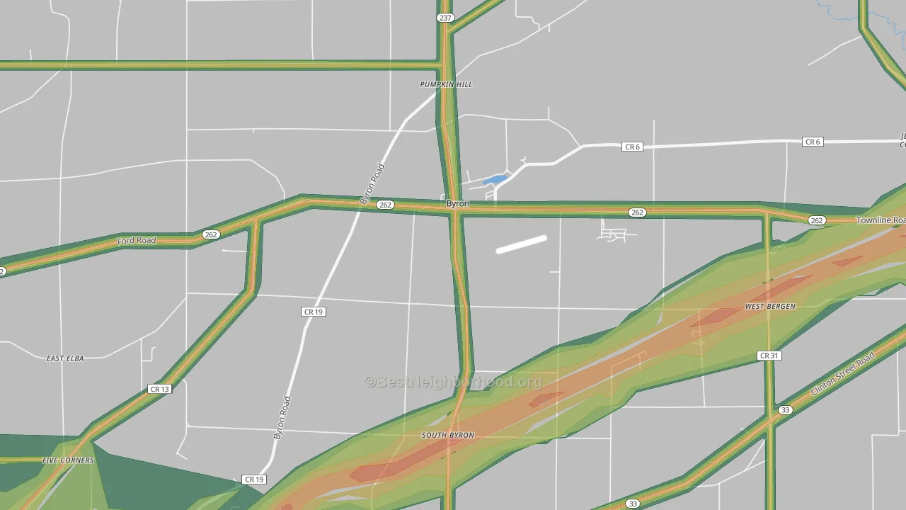Byron, NY Map of Noise Levels in Byron