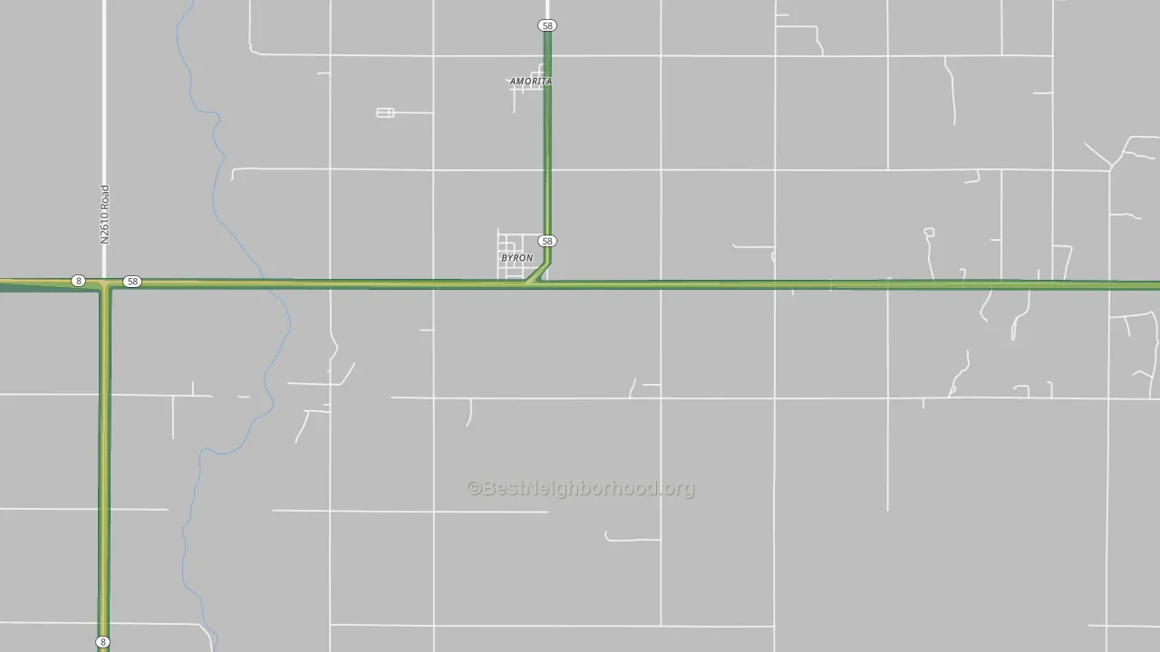 Byron, OK Map of Noise Levels in Byron