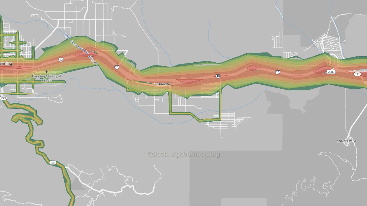 Cabazon, CA Map of Noise Levels in Cabazon