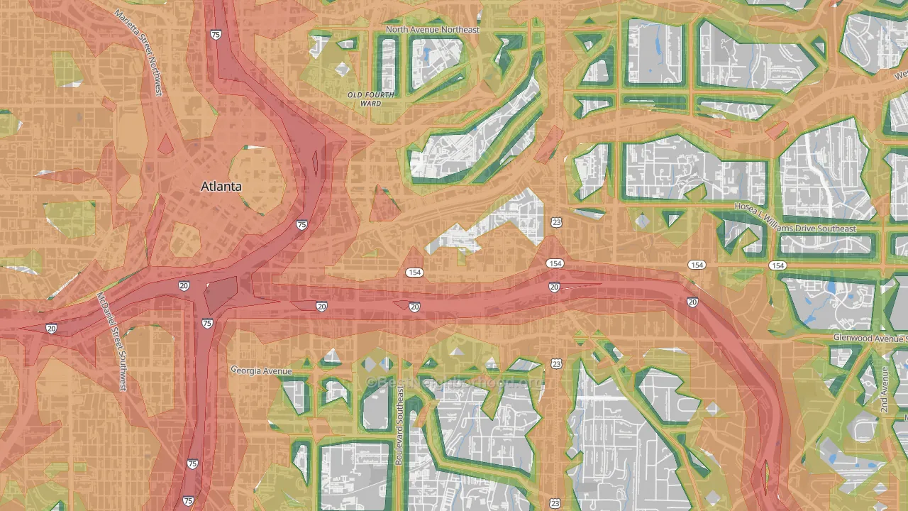 Cabbage Town, Atlanta, GA Map of Noise Levels in Cabbage Town