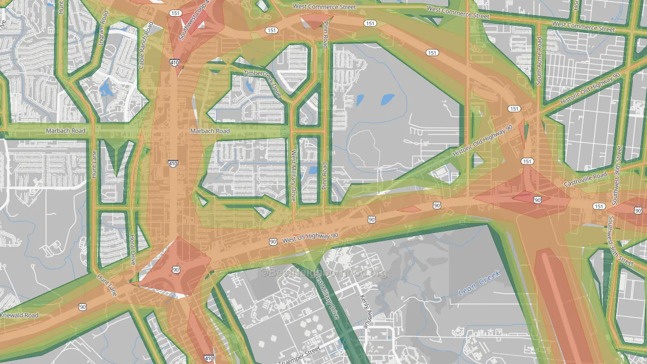 Cable-Westwood, San Antonio, TX Map of Noise Levels in Cable-Westwood