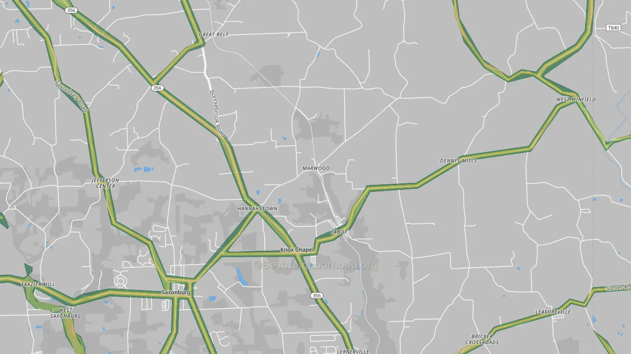 Cabot, PA Map of Noise Levels in Cabot