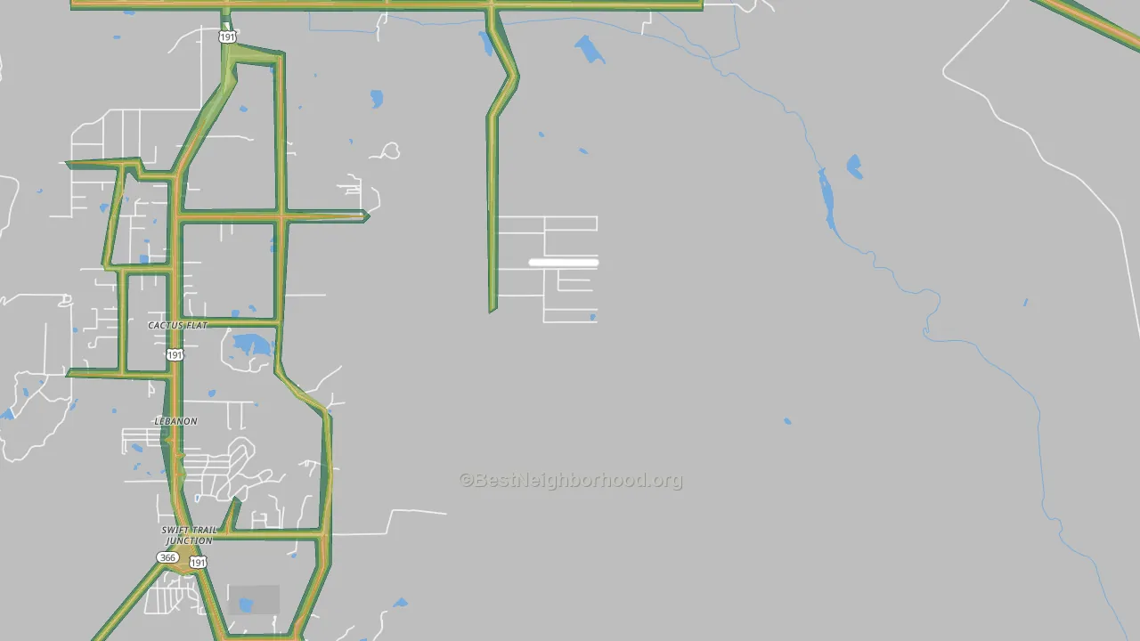 Cactus Flat, AZ Map of Noise Levels in Cactus Flat