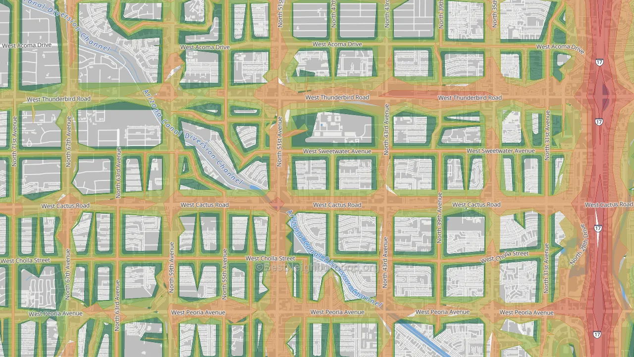 Cactus Gale, Glendale, AZ Map of Noise Levels in Cactus Gale