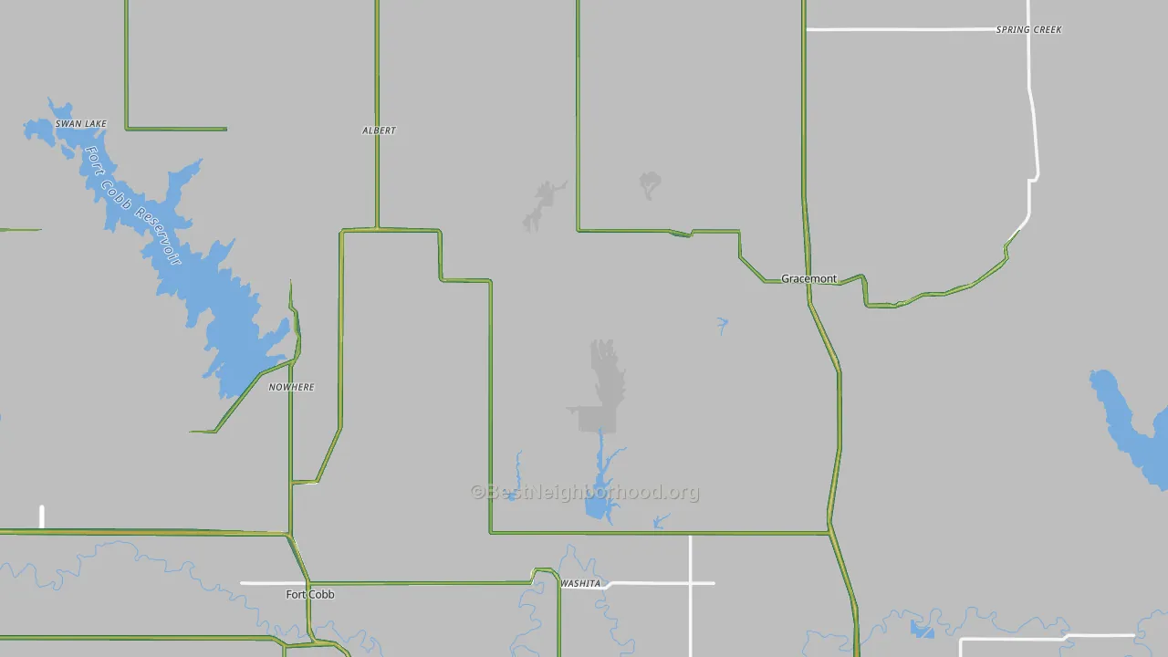Caddo County, OK Map of Noise Levels in Caddo County