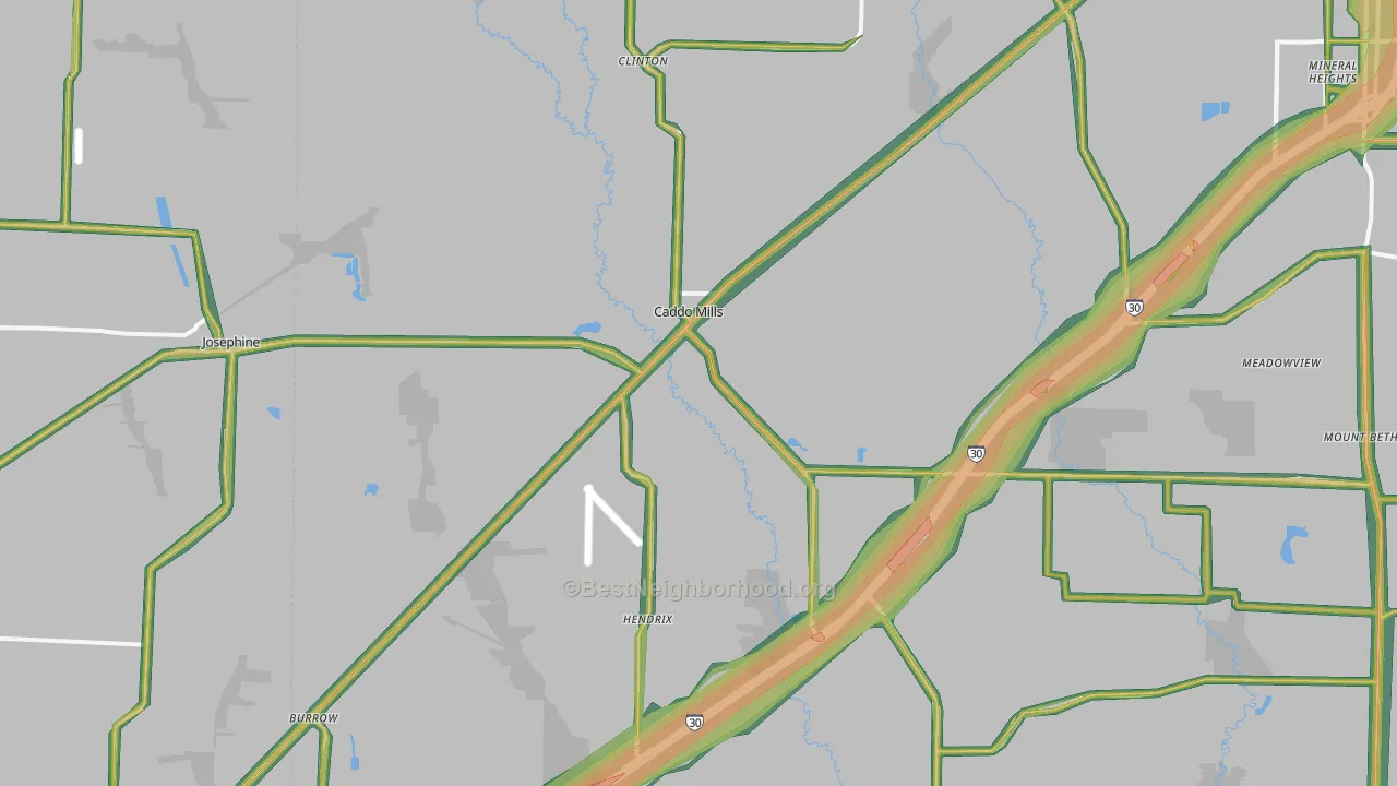 Caddo Mills, TX Map of Noise Levels in Caddo Mills