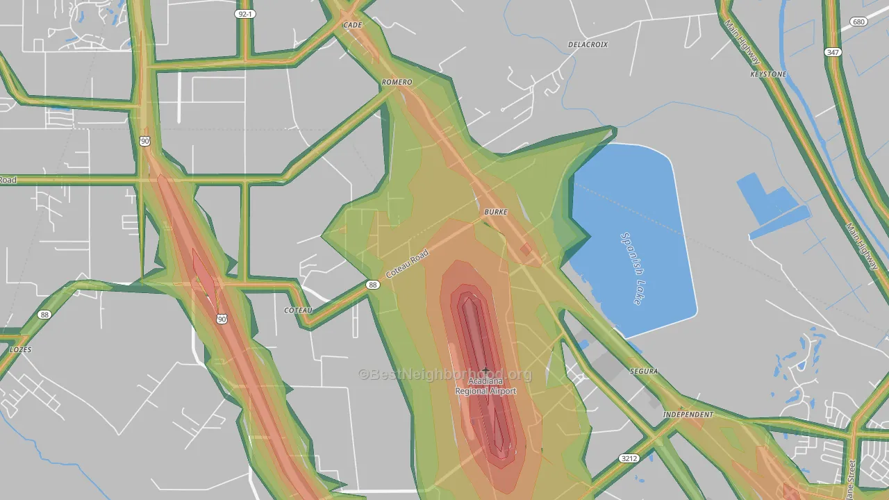Cade, LA Map of Noise Levels in Cade