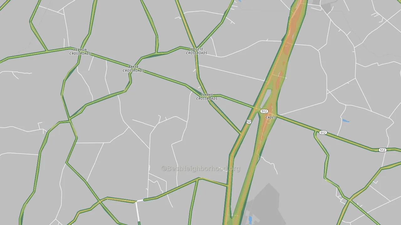 Cades, SC Map of Noise Levels in Cades