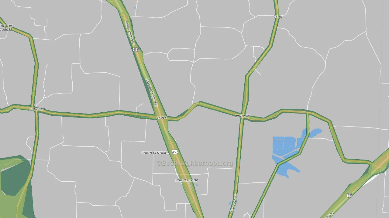 Cades, TN Map of Noise Levels in Cades