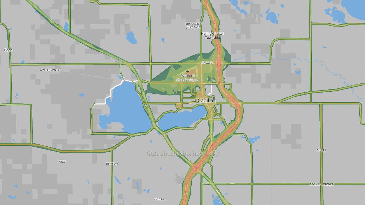 Cadillac, MI Map of Noise Levels in Cadillac