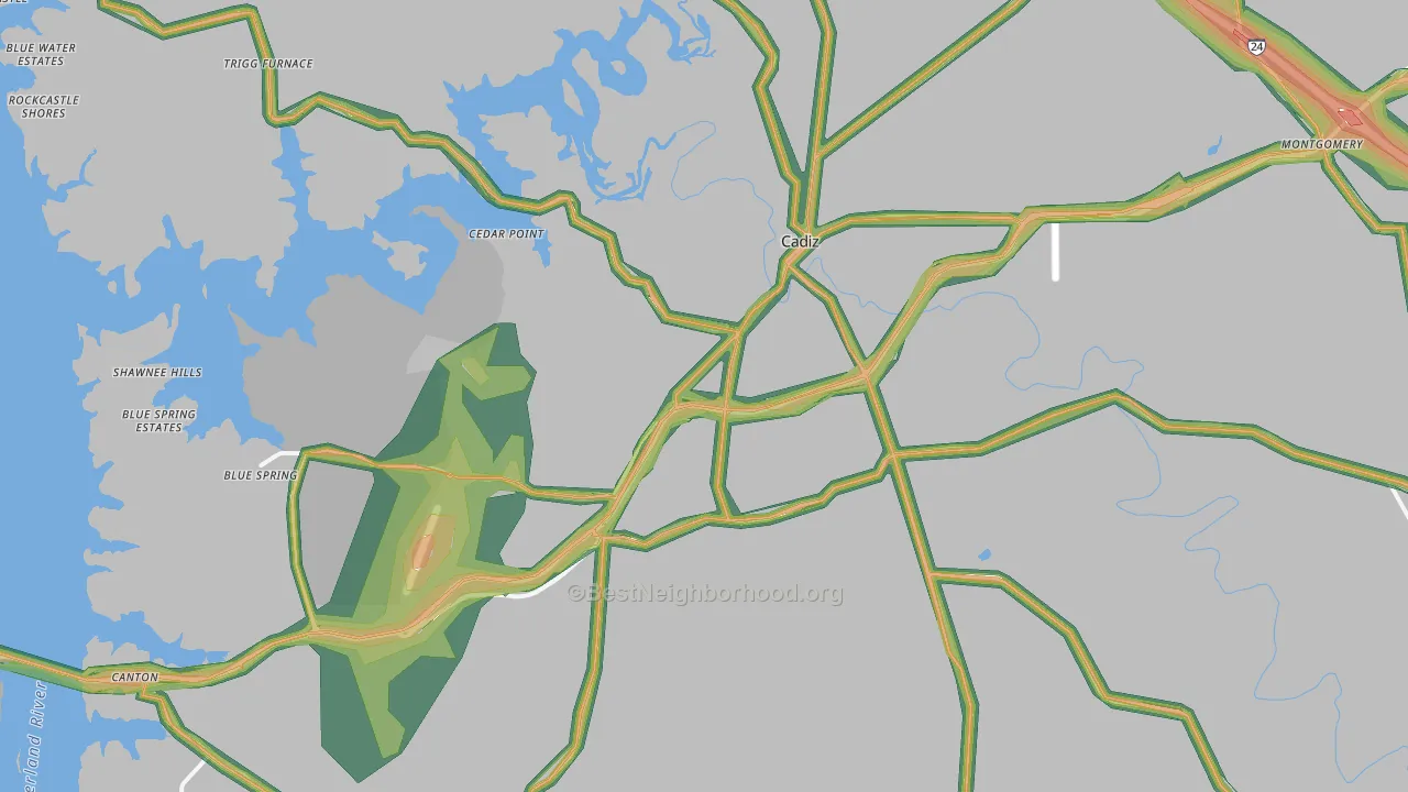 Cadiz, KY Map of Noise Levels in Cadiz