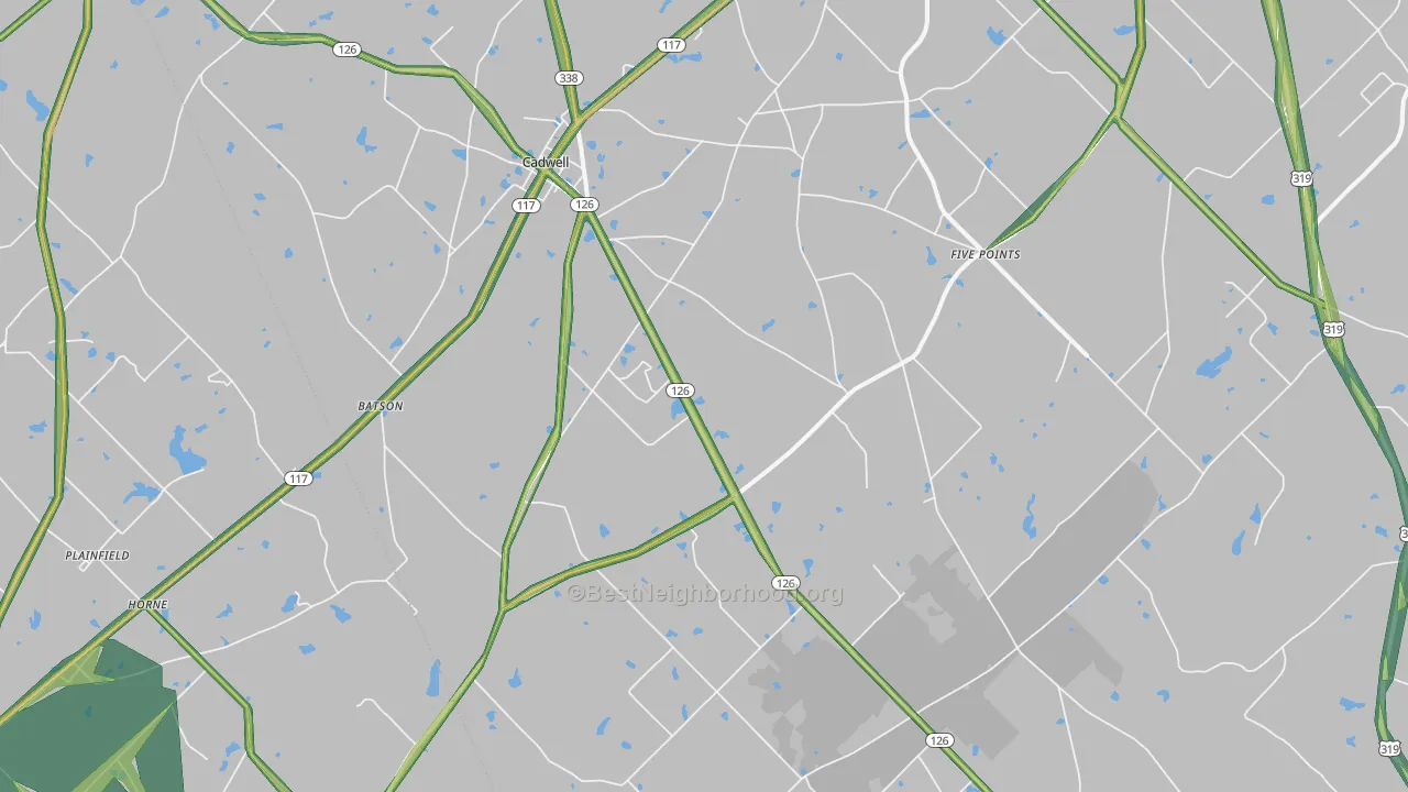 Cadwell, GA Map of Noise Levels in Cadwell