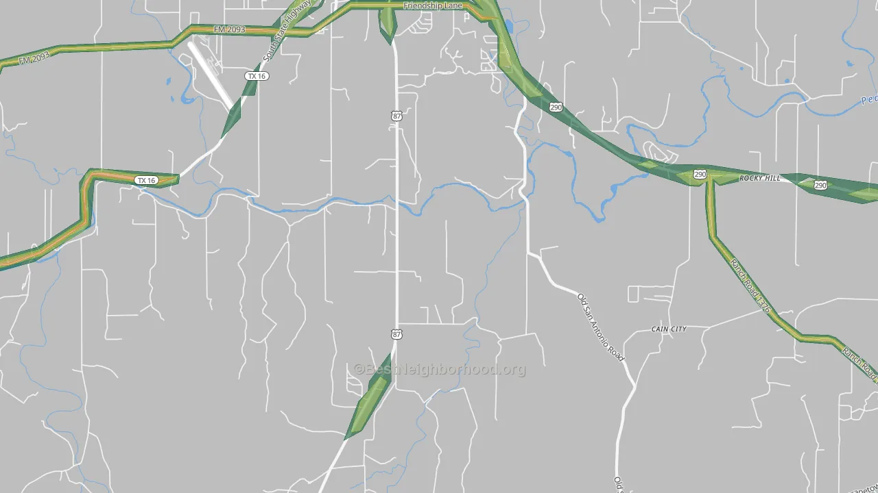 Cain City, TX Map of Noise Levels in Cain City