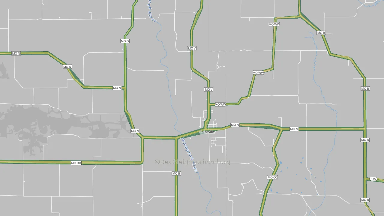 Cainsville, MO Map of Noise Levels in Cainsville