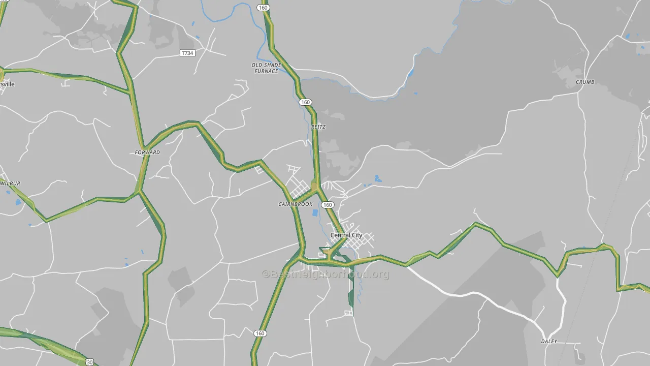 Cairnbrook, PA Map of Noise Levels in Cairnbrook