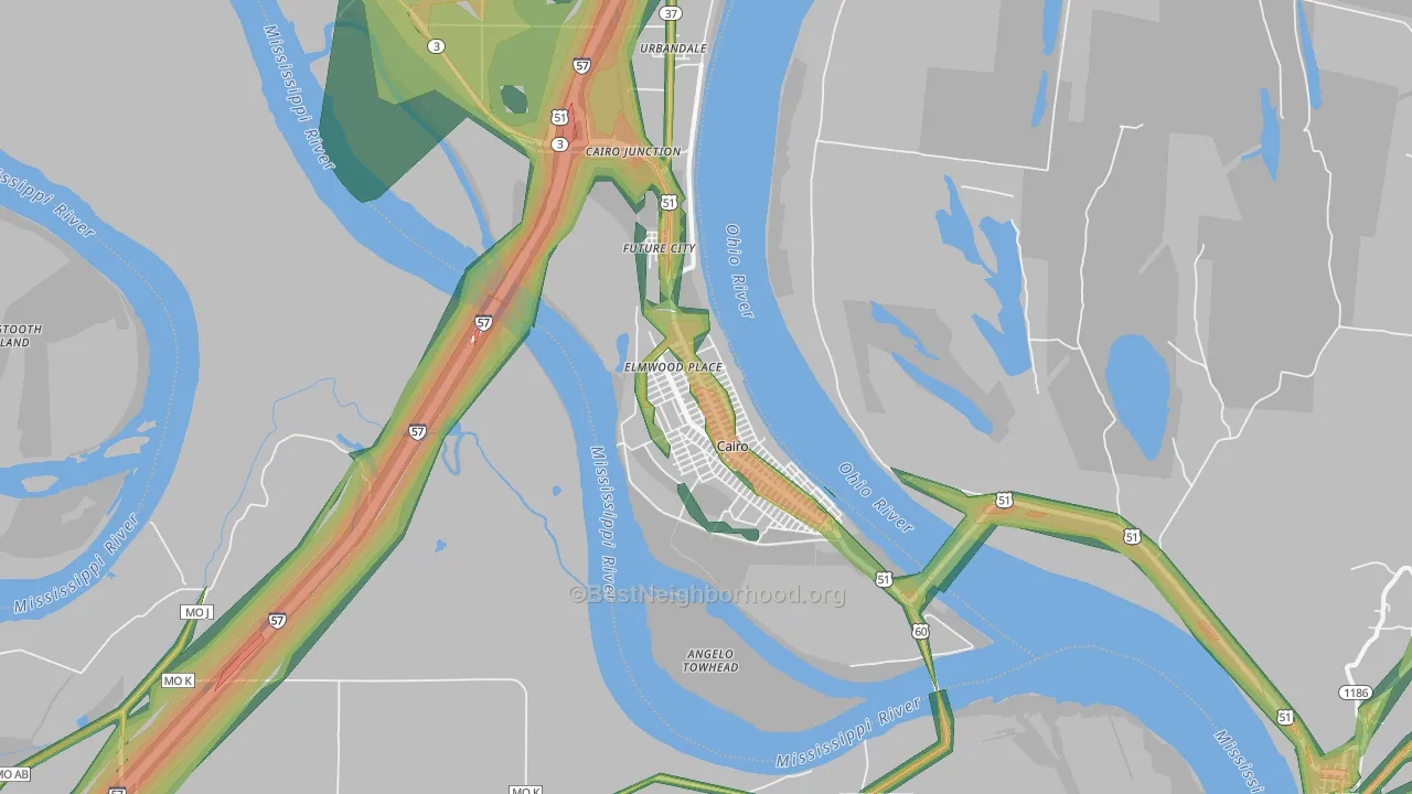 Cairo, IL Map of Noise Levels in Cairo