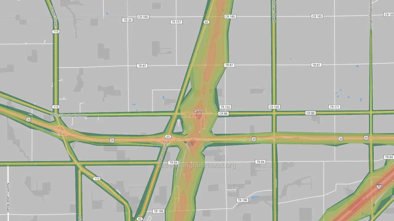 Cairo, OH Map of Noise Levels in Cairo