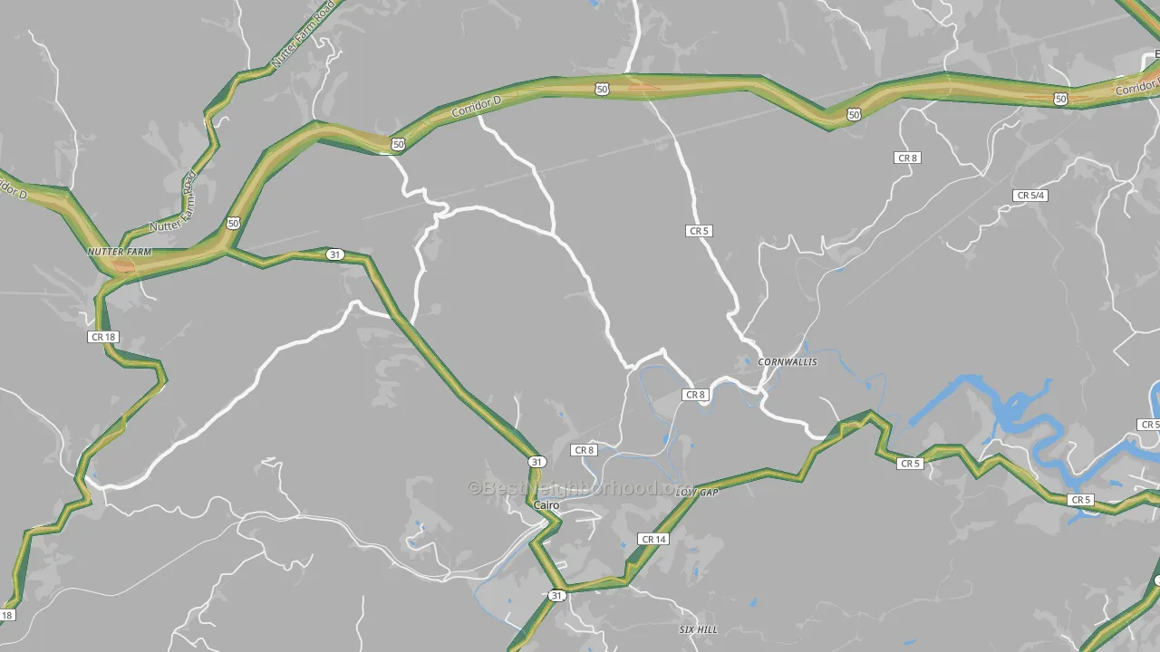 Cairo, WV Map of Noise Levels in Cairo