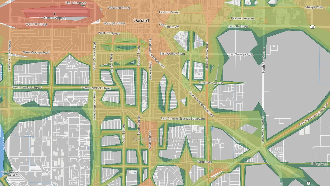 Cal-Gisler, Oxnard, CA Map of Noise Levels in Cal-Gisler