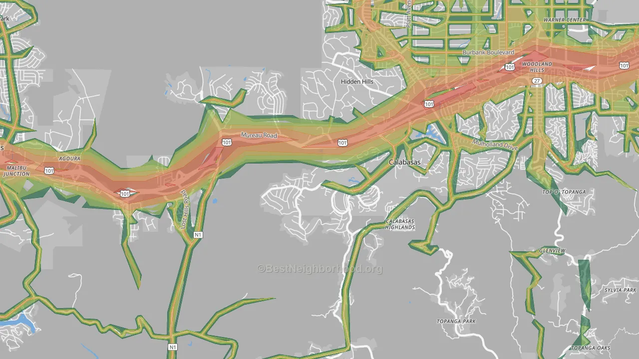 Calabasas, CA Map of Noise Levels in Calabasas