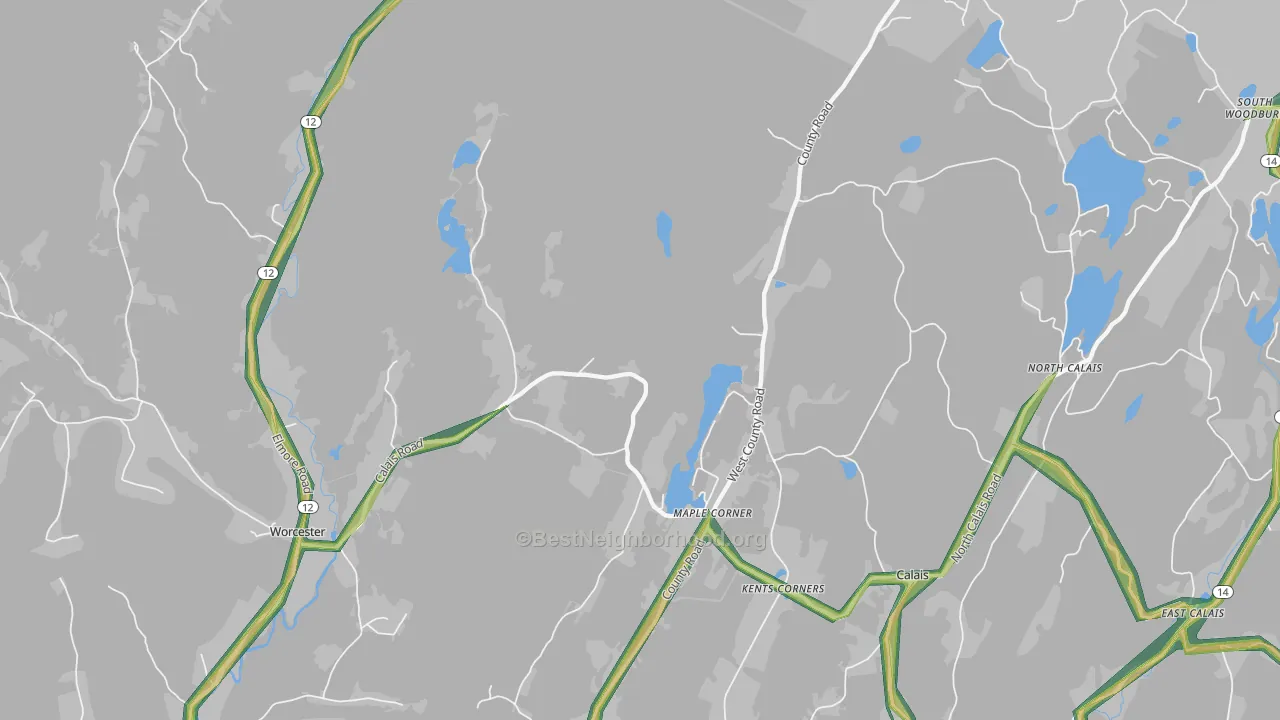 Calais, VT Map of Noise Levels in Calais