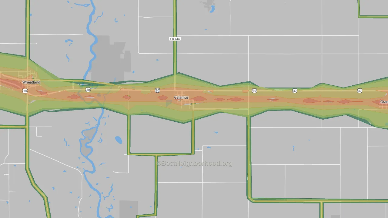 Calamus, IA Map of Noise Levels in Calamus