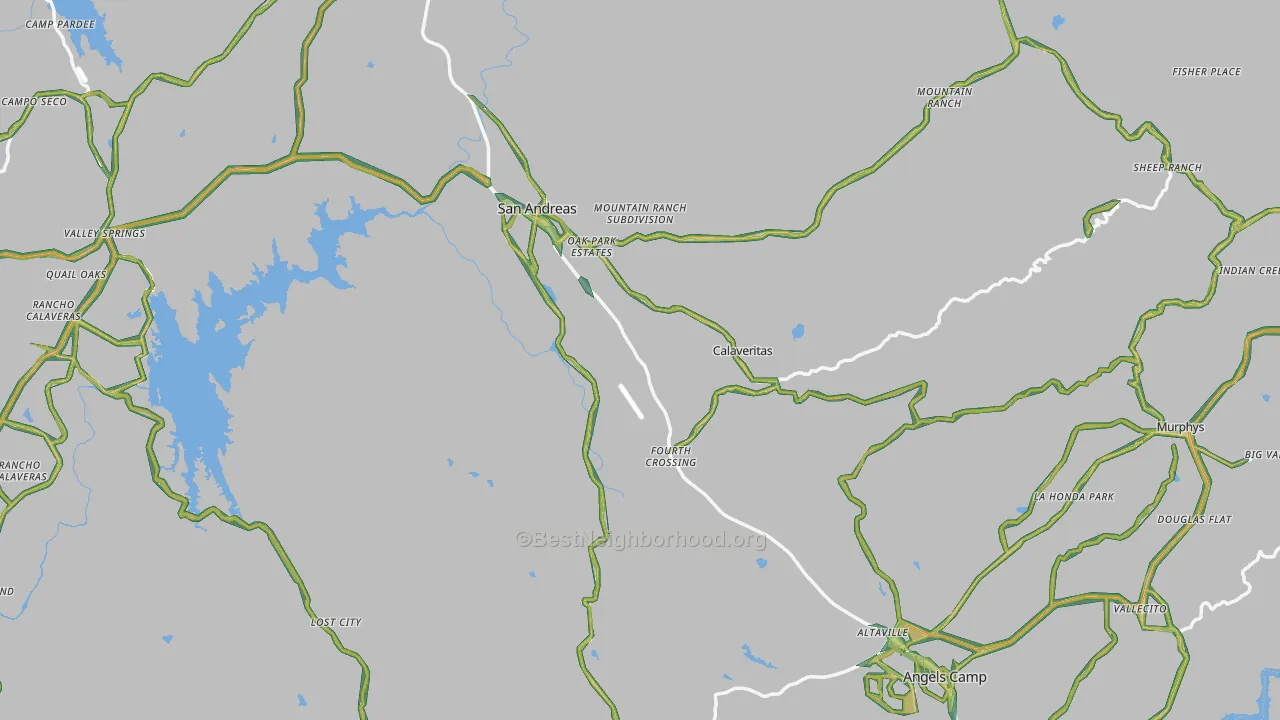 Calaveras County, CA Map of Noise Levels in Calaveras County