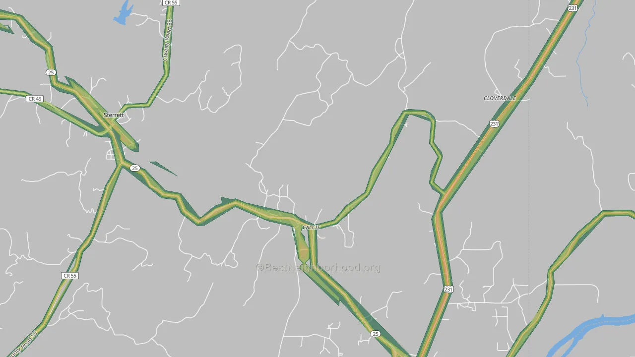 Calcis, AL Map of Noise Levels in Calcis