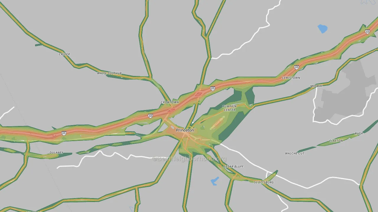 Caldwell County, KY Map of Noise Levels in Caldwell County