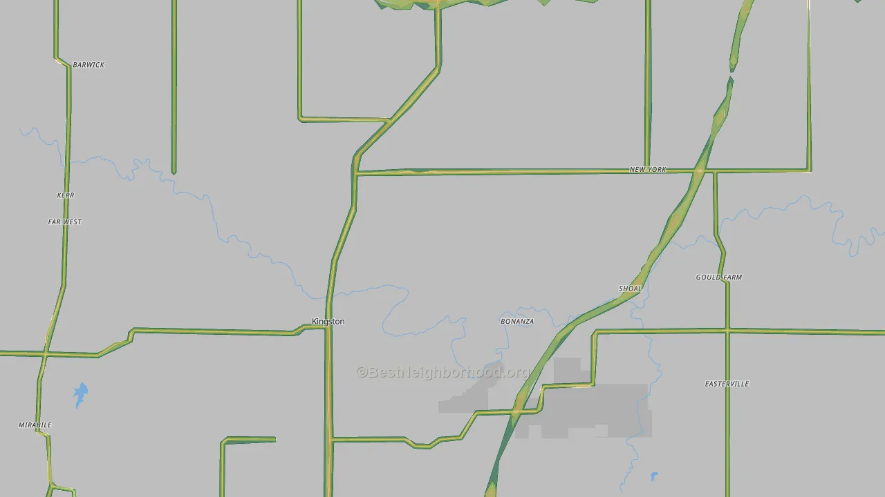 Caldwell County, MO Map of Noise Levels in Caldwell County
