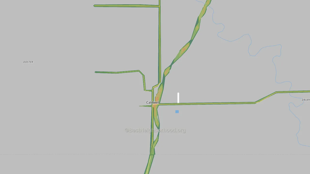 Caldwell, KS Map of Noise Levels in Caldwell
