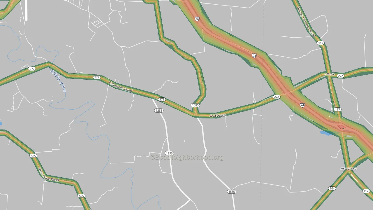 Caledonia, KY Map of Noise Levels in Caledonia