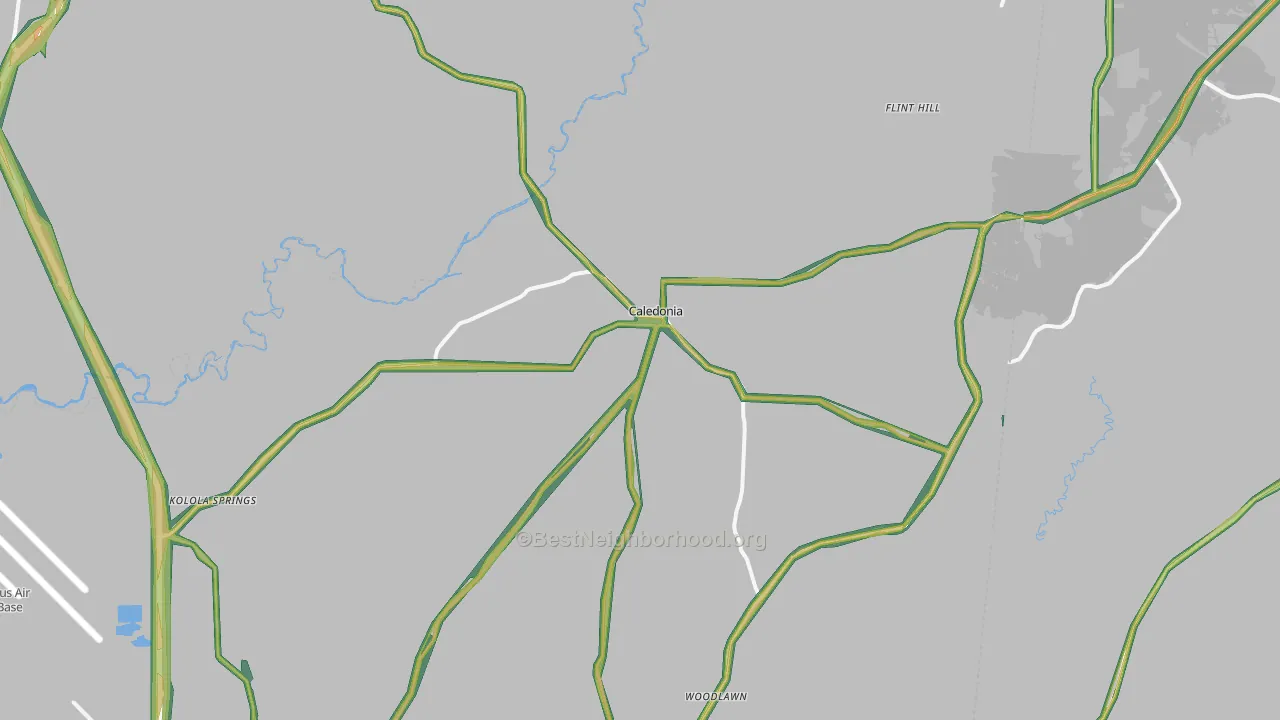 Caledonia, MS Map of Noise Levels in Caledonia