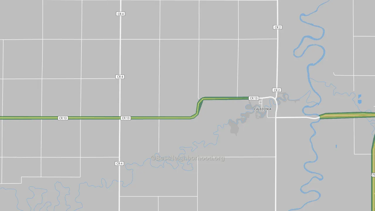 Caledonia, ND Map of Noise Levels in Caledonia