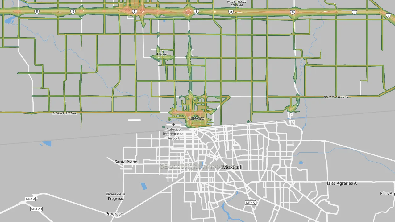Calexico, CA Map of Noise Levels in Calexico