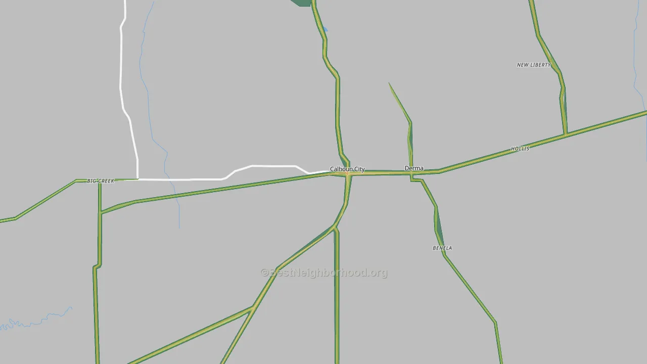 Calhoun City, MS Map of Noise Levels in Calhoun City