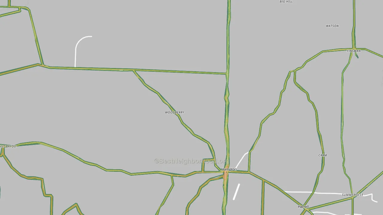 Calhoun County, AR Map of Noise Levels in Calhoun County