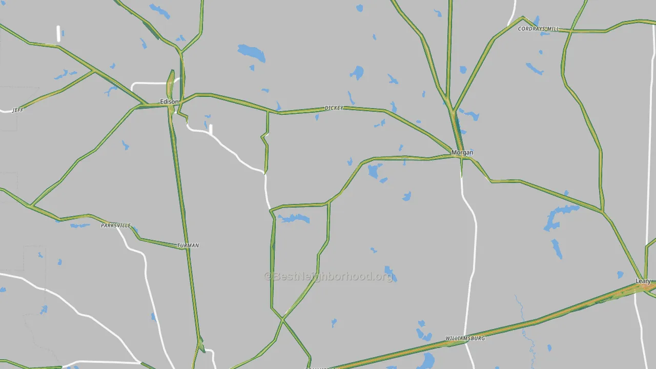 Calhoun County, GA Map of Noise Levels in Calhoun County
