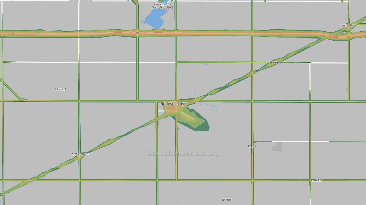 Calhoun County, IA Map of Noise Levels in Calhoun County
