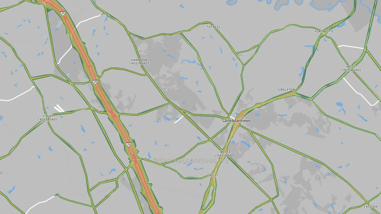Calhoun County, SC Map of Noise Levels in Calhoun County