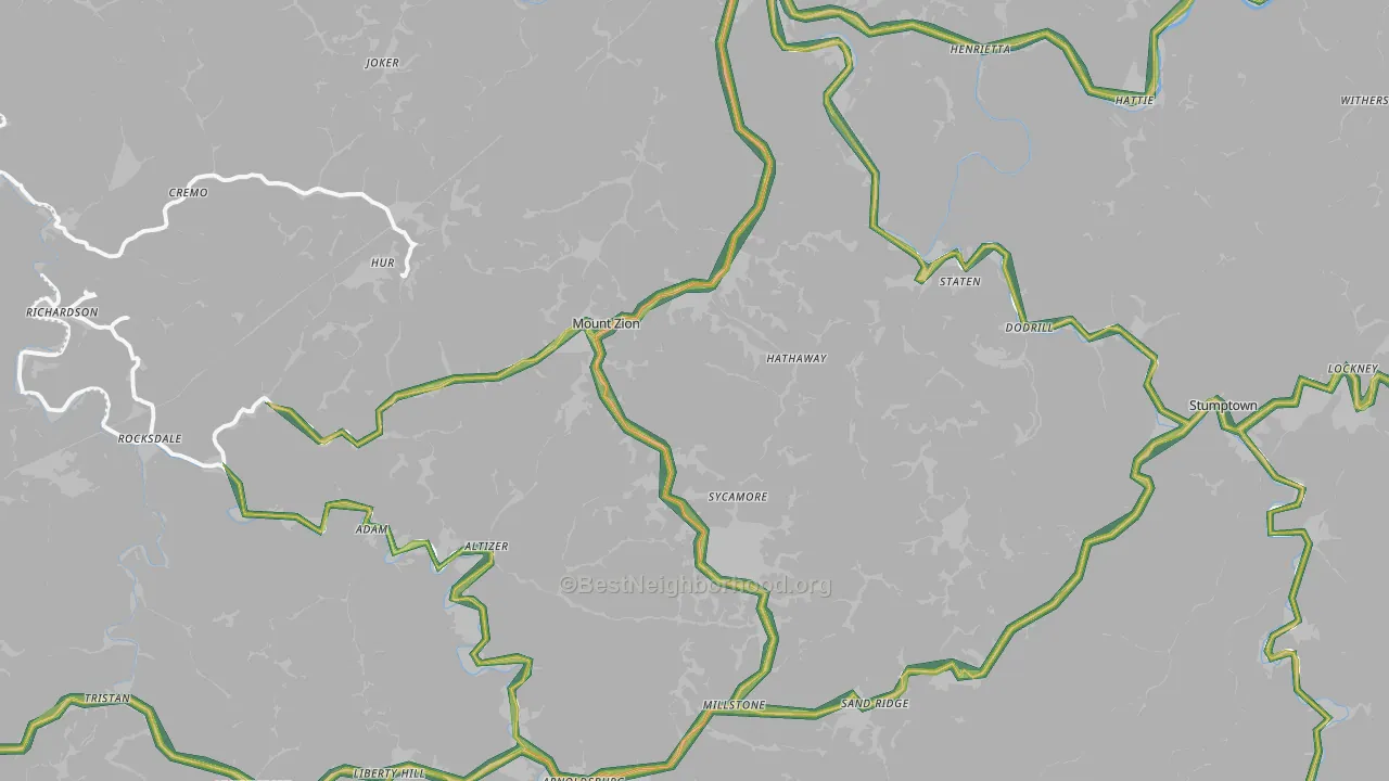 Calhoun County, WV Map of Noise Levels in Calhoun County