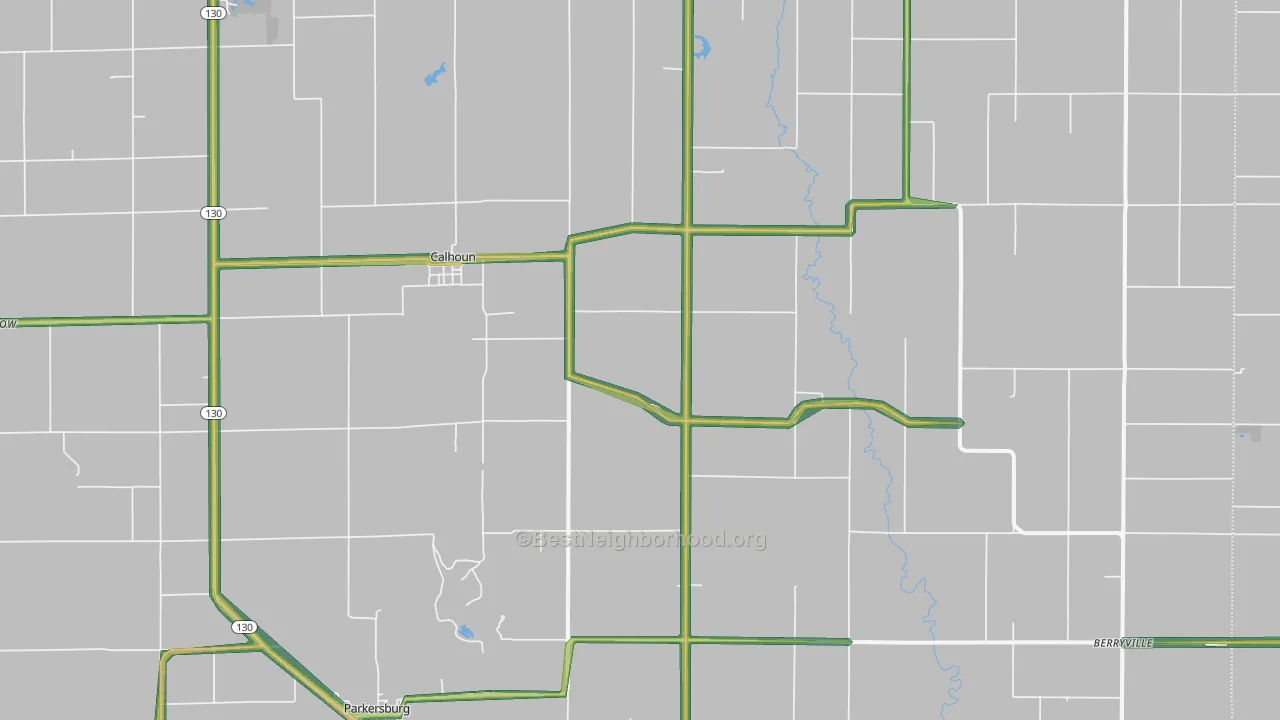 Calhoun, IL Map of Noise Levels in Calhoun