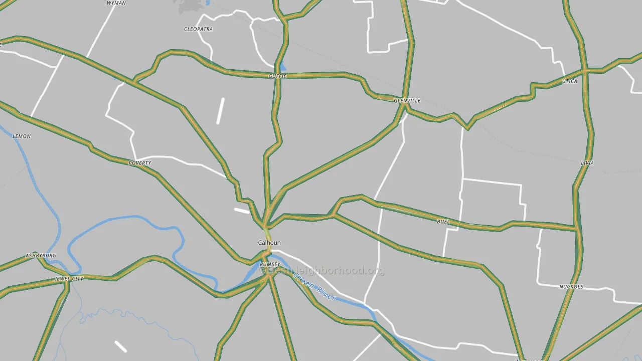 Calhoun, KY Map of Noise Levels in Calhoun