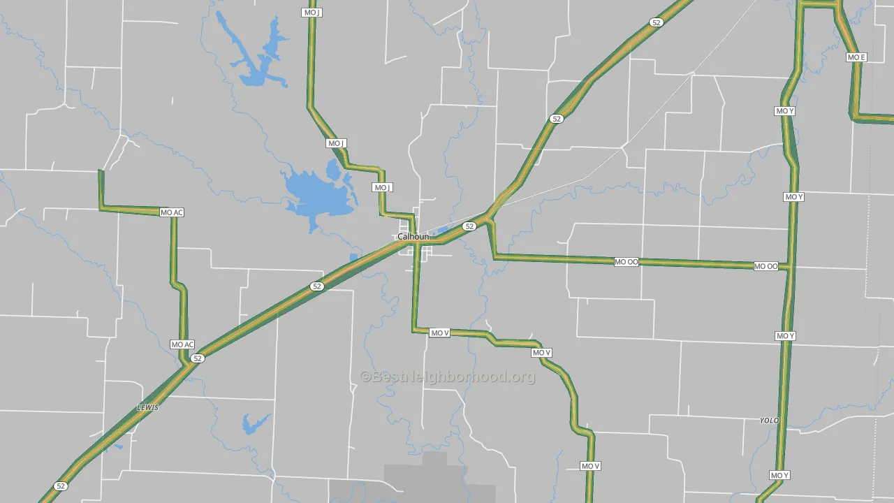 Calhoun, MO Map of Noise Levels in Calhoun