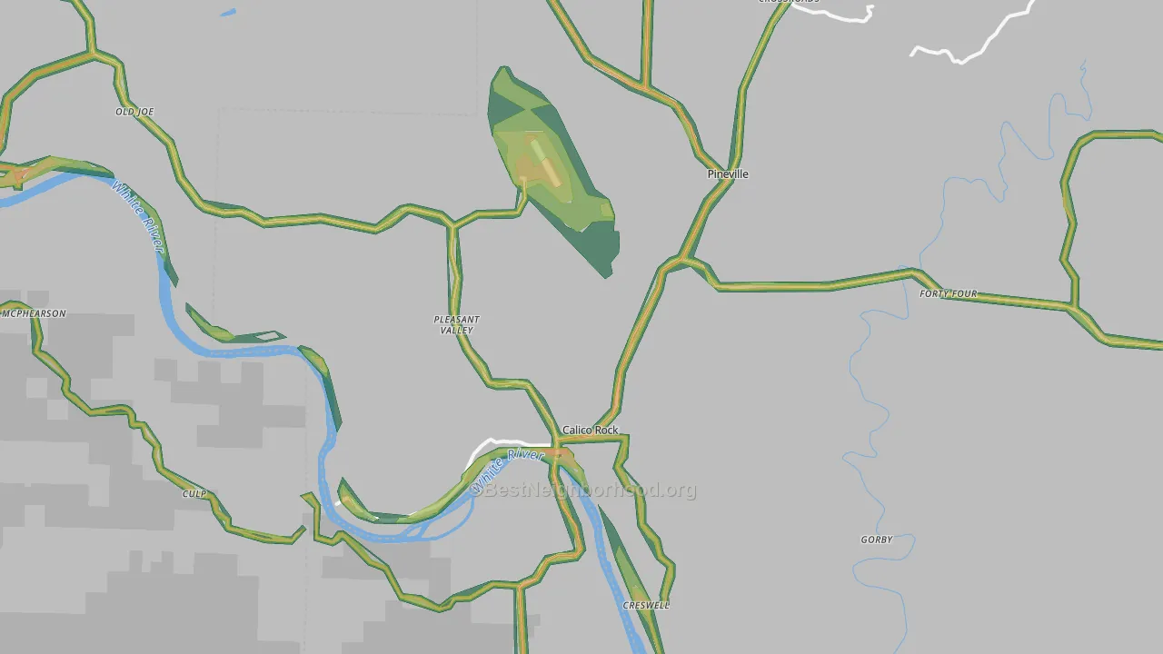 Calico Rock, AR Map of Noise Levels in Calico Rock