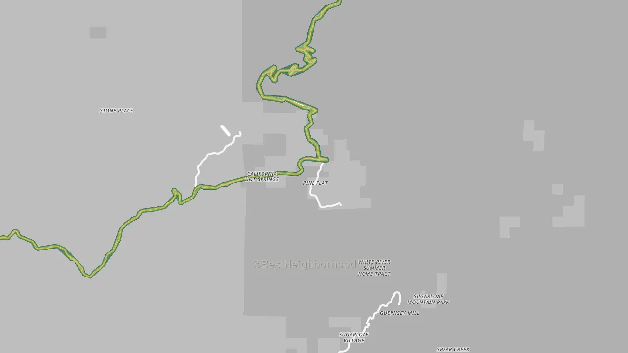 California Hot Springs, CA Map of Noise Levels in California Hot Springs